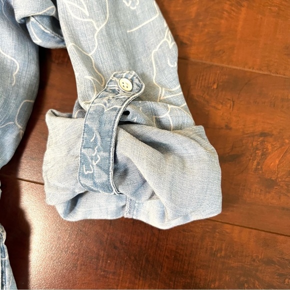 ANTHROPOLOGIE Cloth & Stone Chambray Romper Blue Long Sleeve Size Small - Picture 4 of 16